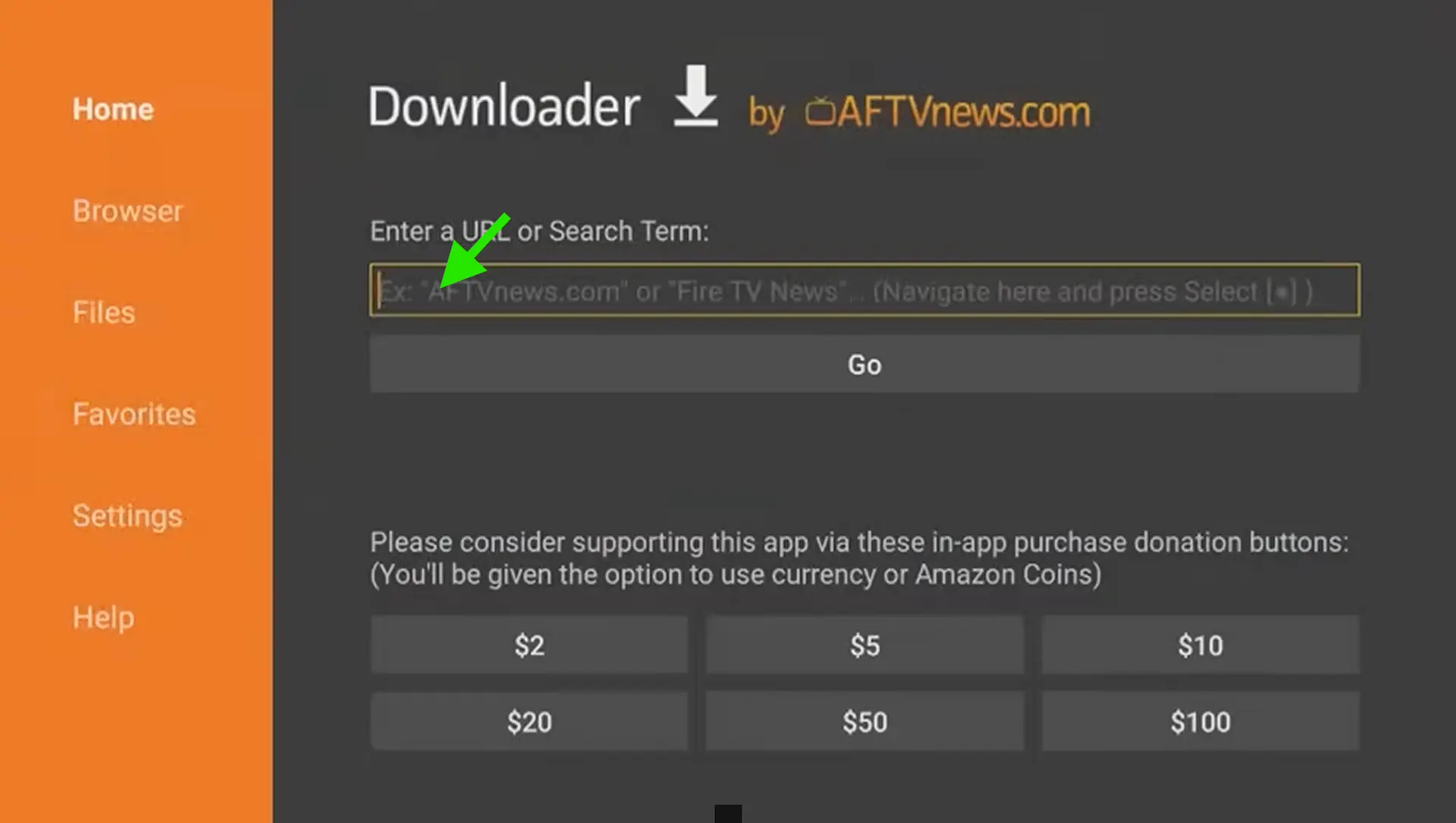 Select the URL box