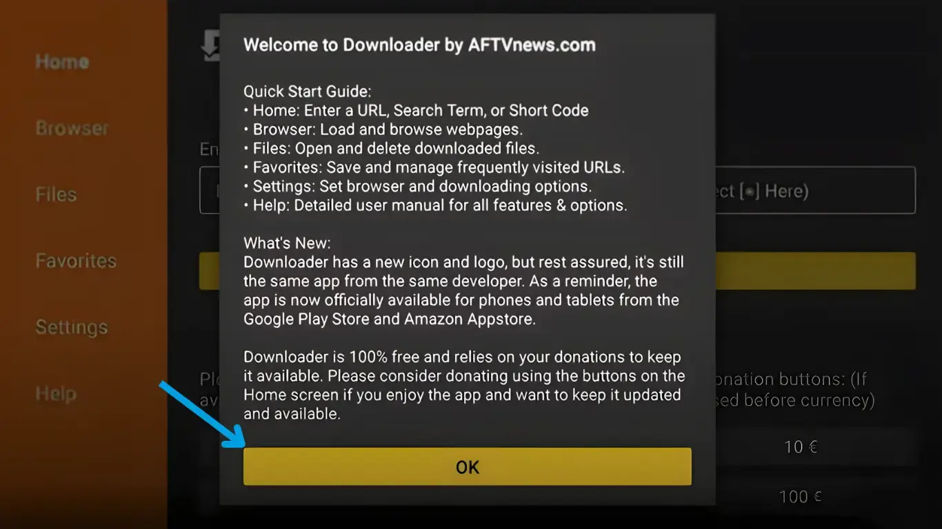 Dismiss welcome message