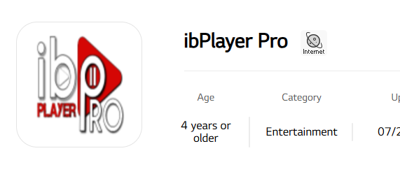 ibPlayer Pro in the LG Content Store